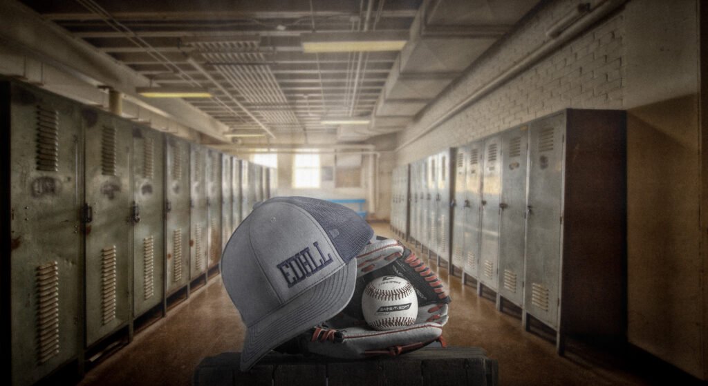 baseball hat in locker room